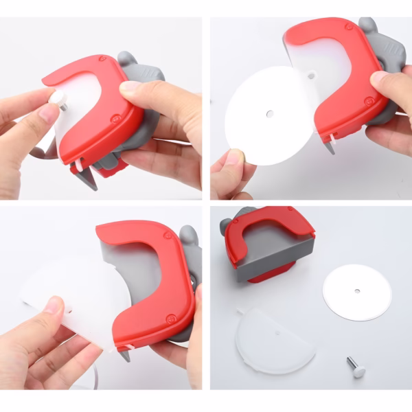 Cutit circular pentru pizza Flippy, 11.5 x 12.5 cm, otel inoxidabil si plastic, capc protectie lama, rosu - imagine 3