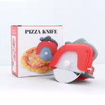 Cutit circular pentru pizza Flippy, 11.5 x 12.5 cm, otel inoxidabil si plastic, capc protectie lama, rosu - imagine 4