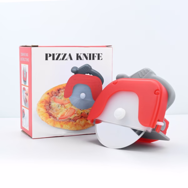Cutit circular pentru pizza Flippy, 11.5 x 12.5 cm, otel inoxidabil si plastic, capc protectie lama, rosu - imagine 4