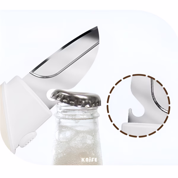 Cutit de Fructe Multifunctional, Flippy, Razatoare, Curatator Fructe-Legume, Deschizator de Sticle, 18.1x3.8x2cm, Alb - imagine 10