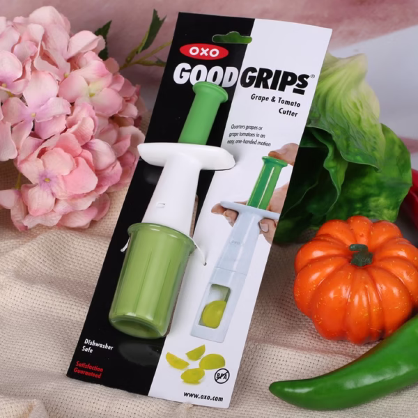 Cutit Feliator pentru Legume si Fructe mici, Flippy, Feliator pentru Rosii Cherry, Feliator pentru Masline, Ustensila de Feliat Fructe si Legume, 18 x 6,5 cm, Verde - imagine 5