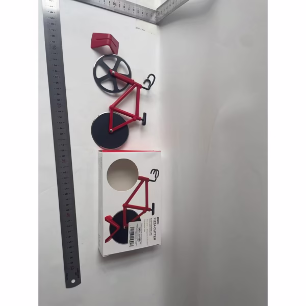 Cutit pizza creativ Flippy, in forma de bicicleta, cu suport pentru cutit, 19 x 12.5 cm, otel/PP, negru - imagine 7