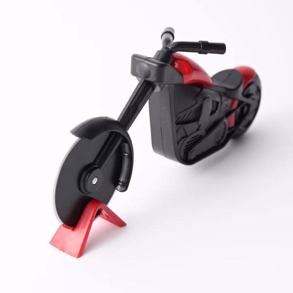 Cutit pizza creativ Flippy, in forma de motocicleta, cu suport pentru cutit, 21.5 x 9.5 cm, otel/PP, negru - imagine 3