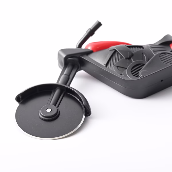 Cutit pizza creativ Flippy, in forma de motocicleta, cu suport pentru cutit, 21.5 x 9.5 cm, otel/PP, negru - imagine 4