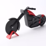 Cutit pizza creativ Flippy, in forma de motocicleta, cu suport pentru cutit, 21.5 x 9.5 cm, otel/PP, negru - imagine 5