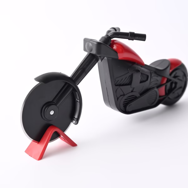 Cutit pizza creativ Flippy, in forma de motocicleta, cu suport pentru cutit, 21.5 x 9.5 cm, otel/PP, negru - imagine 5