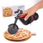 Cutit pizza creativ Flippy, in forma de motocicleta, cu suport pentru cutit, 21.5 x 9.5 cm, otel/PP, negru - imagine 6