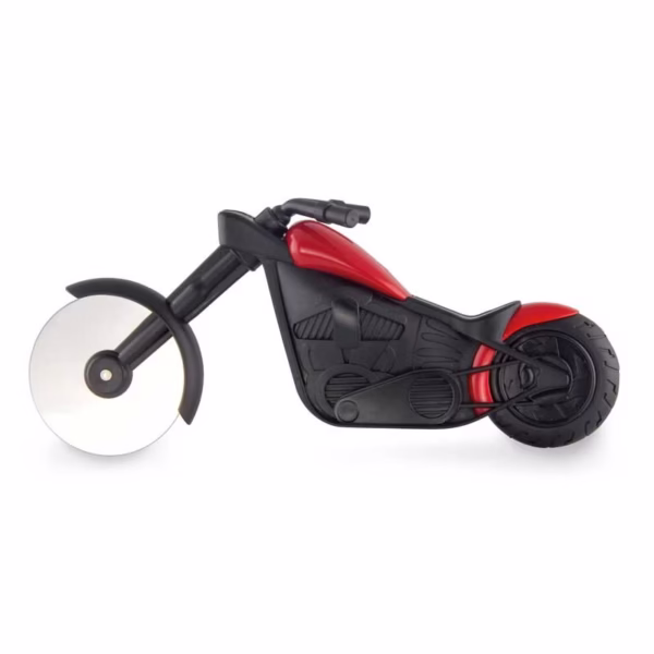 Cutit pizza creativ Flippy, in forma de motocicleta, cu suport pentru cutit, 21.5 x 9.5 cm, otel/PP, negru - imagine 1