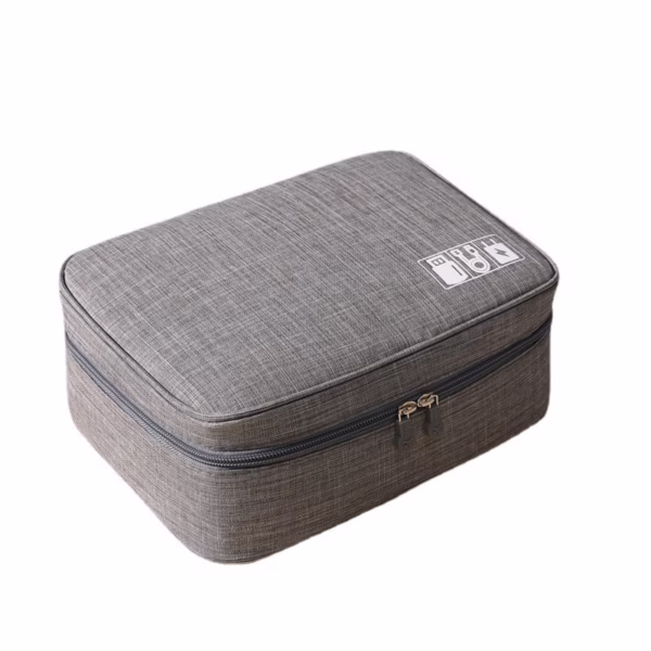 Geanta Organizatoare Flippy, Pentru Cabluri si Accesorii, Portabila, Impermeabila, 24,5 x 18 x10cm, Gri - imagine 2