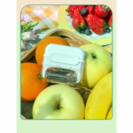 Decojitor/Curatator manual de legume si fructe, Flippy, portabil, cu magnet, doua lame, Inox, Alb, 6.7x6x1.6 cm - imagine 2