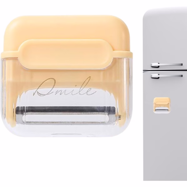 Decojitor/Curatator manual de legume si fructe, Flippy, portabil, cu magnet, doua lame, Inox, Galben, 6.7x6x1.6 cm - imagine 2
