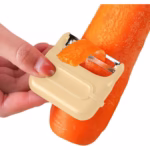 Decojitor/Curatator manual de legume si fructe, Flippy, portabil, cu magnet, doua lame, Inox, Galben, 6.7x6x1.6 cm - imagine 5