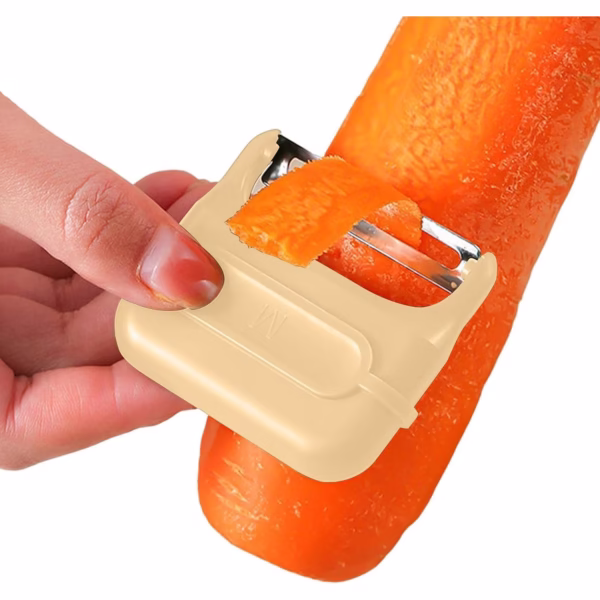 Decojitor/Curatator manual de legume si fructe, Flippy, portabil, cu magnet, doua lame, Inox, Galben, 6.7x6x1.6 cm - imagine 5