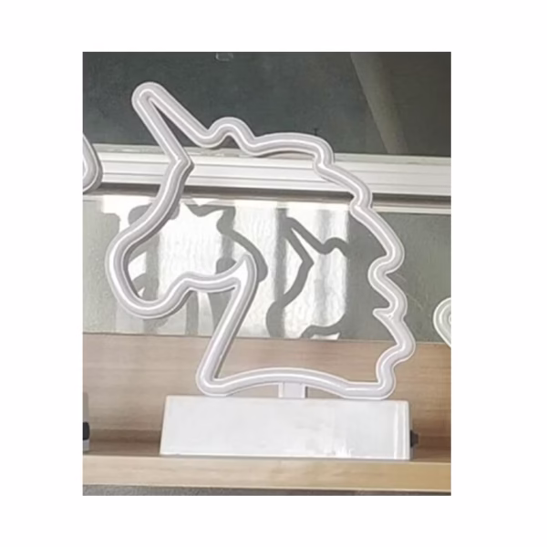 Decoratiune Luminoasa cu Baterii Unicorn 25 cm Alb Rece - imagine 3