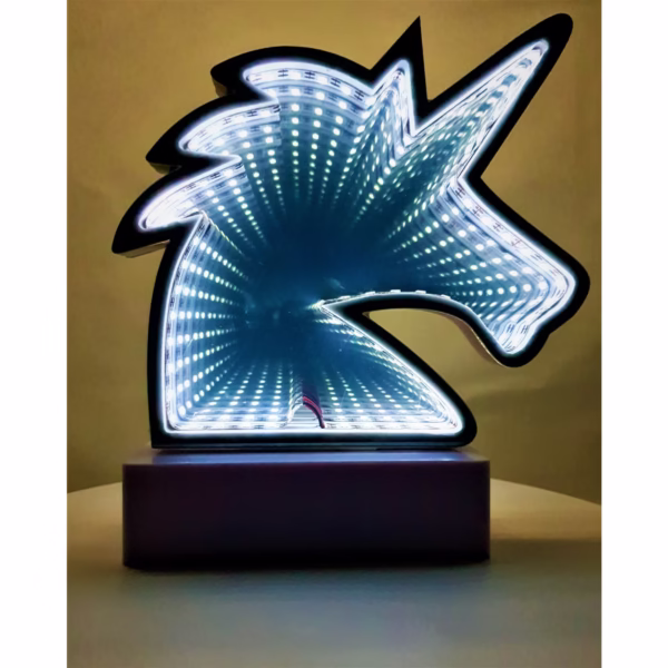 Decoratiune Luminoasa cu Baterii/USB Neon Model Unicorn Alb Rece 20 cm - imagine 2