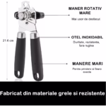 Desfacator de conserve multifunctional Flippy, Otel inoxidabil, Maner antialunecare, ergonomic, rezistent la rugina, usor de utilizat, 21.6 x 6 cm, argintiu - imagine 3