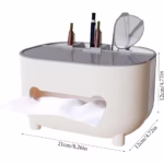 Suport pentru Servetele, Flippy, Cutie Multifunctionala, Design Minimalist, ABS, cu Suport pentru Obiectele Personale, pentru Birou, 21x12x12 cm, Gri - imagine 8