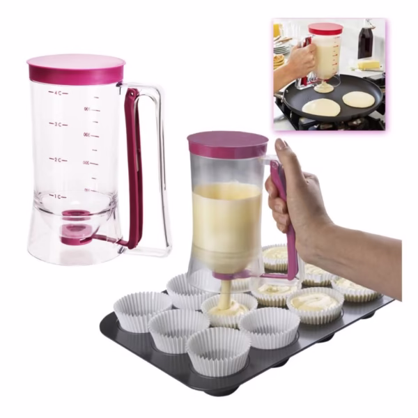Dispenser de aluat pentru prajituri Flippy, Batter Dispenser, din plastic, maner cu arc, 900 ml, usor de manipulat si utilizat, Mov - imagine 2