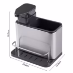 Dispenser Multifunctional, Flippy, Dozator pentru Detergent, pentru Sapun Lichid, Dezinfectant, cu Suport pentru Ustensile, 18.5 x 18 x 12.8 cm Negru - imagine 3