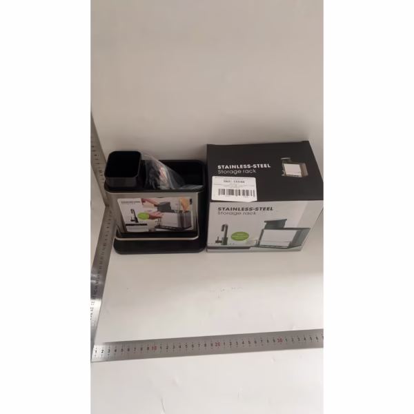Dispenser Multifunctional, Flippy, Dozator pentru Detergent, pentru Sapun Lichid, Dezinfectant, cu Suport pentru Ustensile, 18.5 x 18 x 12.8 cm Negru - imagine 4