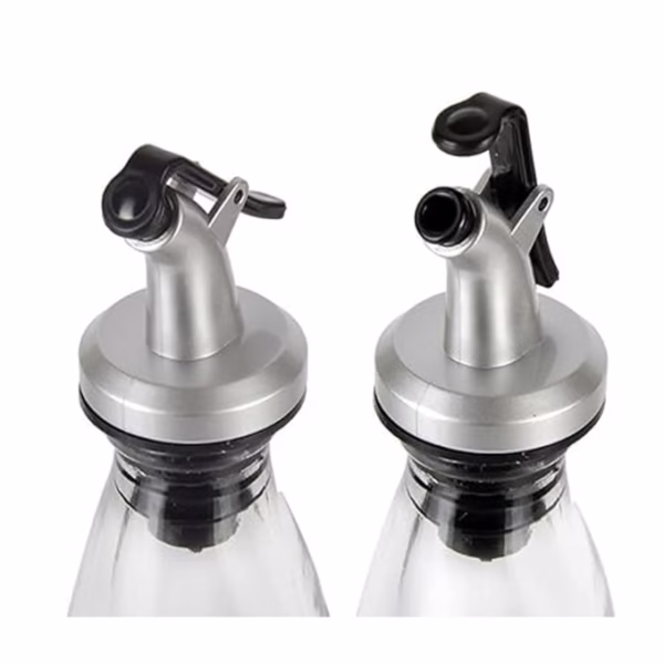 Picurator cu Dop pentru Sticla, Flippy, Dop Dispenser pentru Ulei Sosuri, 8.5 x 3 cm, Argintiu - imagine 2