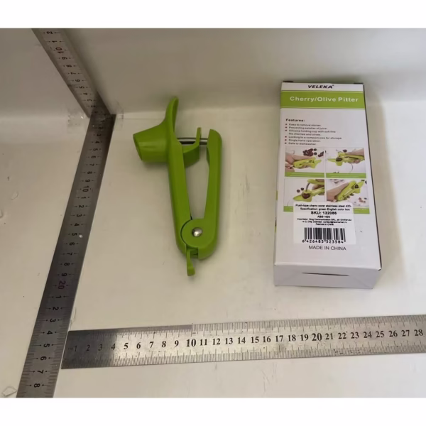 Dispozitiv de Scos Samburi, Flippy, Manual, cu 1 Gaura, pentru Cirese/Masline, 20.5 x 3.8 x 13 cm, din ABS+Otel Inoxidabil, cu Maner, Verde - imagine 4
