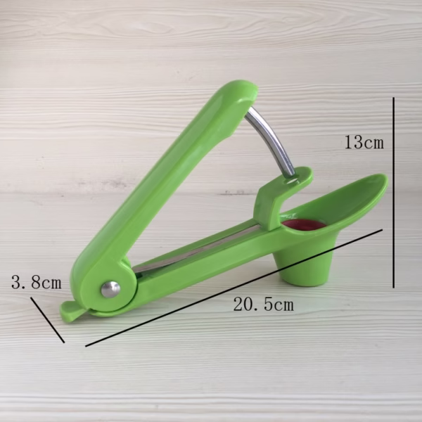Dispozitiv de Scos Samburi, Flippy, Manual, cu 1 Gaura, pentru Cirese/Masline, 20.5 x 3.8 x 13 cm, din ABS+Otel Inoxidabil, cu Maner, Verde - imagine 5