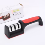 Dispozitiv pentru ascutit cutite Flippy, cu 3 pozitii, rosu/negru, material inox si ABS, 21.5x5x6 cm - imagine 4