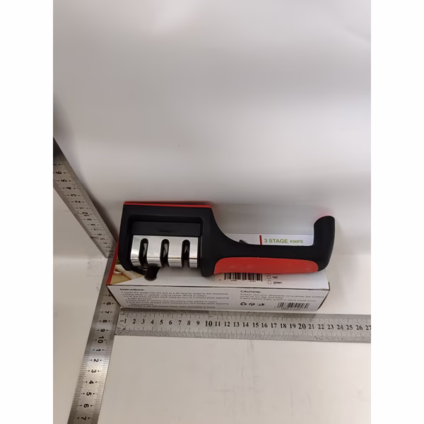 Dispozitiv pentru ascutit cutite Flippy, cu 3 pozitii, rosu/negru, material inox si ABS, 21.5x5x6 cm - imagine 5