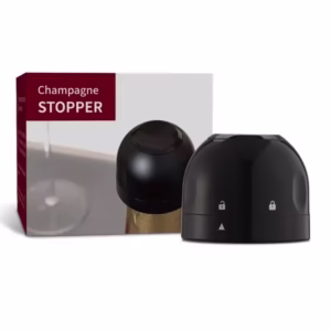 Dop de Etansare a Sticlei de Prosseco/Sampanie, Flippy, Rotativ, On-Off, Silicon, Reutilizabil, Usor de Depozitat si Folosit, 3.3 x 3.3 x 3.3 cm, Negru