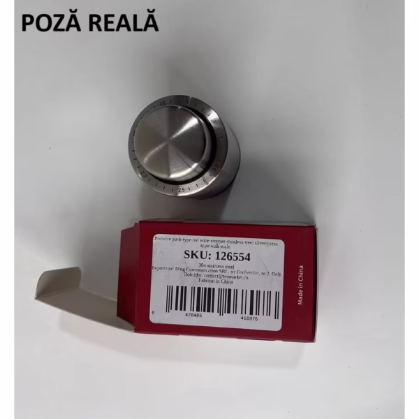 Dop de Etansare a Sticlei de Sampanie, Flippy, Data Etansare, Reutilizabil, Usor de Depozitat si Folosit, 4.5 x 4.5 x 8 cm, Gri - imagine 6