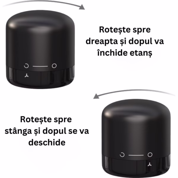 Dop de Etansare a Sticlei de Vin, Flippy, Rotativ, On-Off, Silicon, Reutilizabil, Usor de Depozitat si Folosit, 3.4 x 3.4 x 3.4 cm, Negru - imagine 5