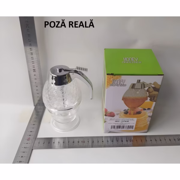 Dozator de Miere, Flippy, Dispenser fara Picurare, Borcan Tip Fagure, fara Scurgeri, pentru Zahar si Sirop, 15x8 cm, Transparent - imagine 7