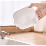 Dozator Flippy, Dispenser 2 in 1 pentru Detergent Lichid de Vase sau pentru Obiecte Sanitare cu Suport pentru Burete de Bucatarie , 8.6 x 14.5 x 10 cm, capacitate 300 ml, alb - imagine 3