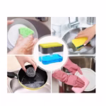 Dozator Flippy, Dispenser 2 in 1 pentru Detergent Lichid de Vase sau pentru Obiecte Sanitare cu Suport pentru Burete de Bucatarie ,14 x 10.5 x 10 cm, capacitate 380 ml, gri - imagine 3