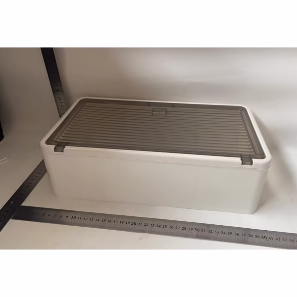 Organizator Cosmetice, Flippy, Montare pe Perete fara Perforare, 36.5x10.9x20 cm, din PP si ABS, Alb-Negru, Usa Transparenta - imagine 2