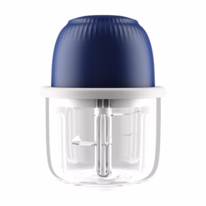 Tocator Electric pentru Bucatarie, Flippy, Model Presa Electrica pentru Legume Fructe Carne Umpluturi Sosuri, Otel Inoxidabil, 14 x 10.5 x 10.5 cm, 350 ml, Albastru Inchis