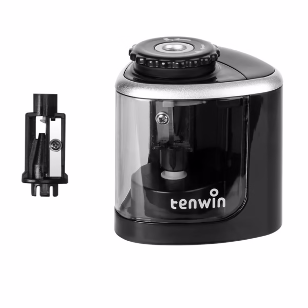 electric-pencil-sharpener-primary-school-stationery-semi-automatic-pencil-sharpener-machine-black-main-6735bd05bbd5f Ascutitoare Electrica Semi-Automata, Flippy, din Plastic, Baterii 2 x AA (neincluse), 6.5 x 6.5 x 7.5 cm, Negru - imagine 1