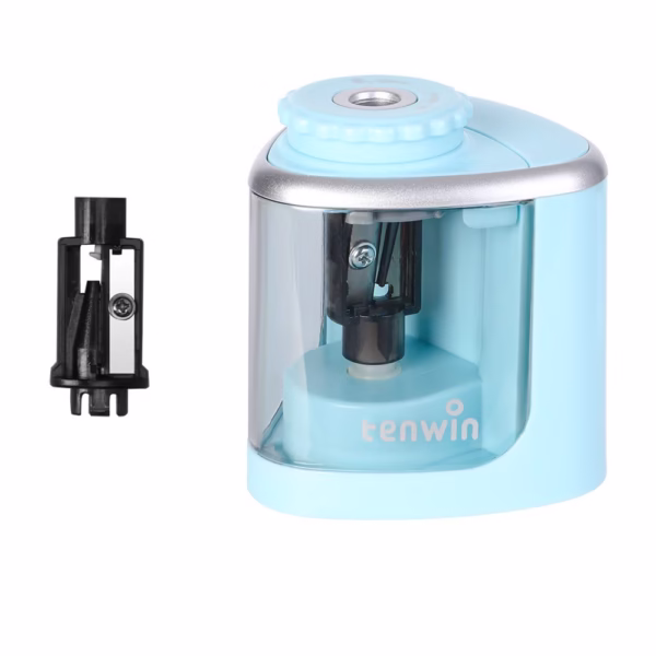 electric-pencil-sharpener-primary-school-stationery-semi-automatic-pencil-sharpener-machine-blue-main-6735bd568ffe6 Ascutitoare Electrica Semi-Automata, Flippy, din Plastic, Baterii 2 x AA (neincluse), 6.5 x 6.5 x 7.5 cm, Albastru - imagine 1