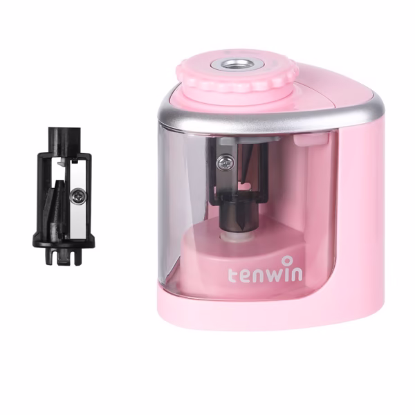 electric-pencil-sharpener-primary-school-stationery-semi-automatic-pencil-sharpener-machine-pink-main-6735bdb9b7edb Ascutitoare Electrica Semi-Automata, Flippy, din Plastic, Baterii 2 x AA (neincluse), 6.5 x 6.5 x 7.5 cm, Roz - imagine 1