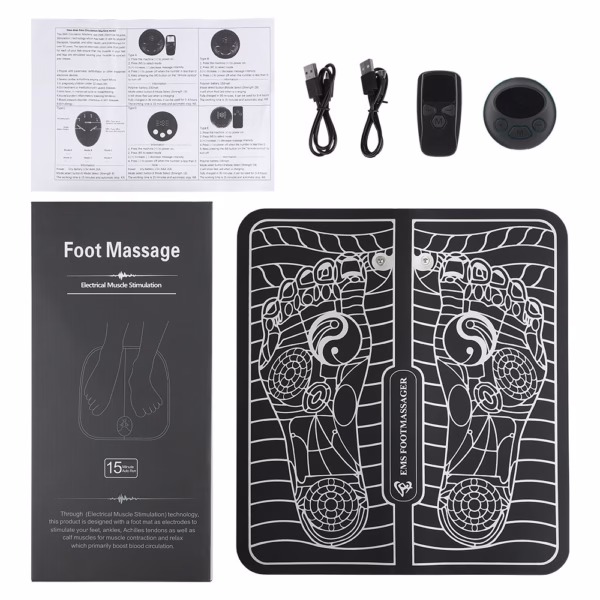Covoras de Masaj pentru Picioare, EMS, 4 Niveluri de Intensitate, Incarcare USB, Ecran LED, Telecomanda Inclusa, Negru - imagine 2