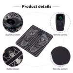 Covoras de Masaj pentru Picioare, EMS, 4 Niveluri de Intensitate, Incarcare USB, Ecran LED, Telecomanda Inclusa, Negru - imagine 3