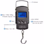 Cantar Digital de Mana cu Carlig, Flippy, Cantar Portabil, Pescuit, cu Maner, Capacitate 50 kg, cu Metru Incorporat, 20.5 x 6 x 2.5 cm, Negru - imagine 3