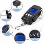 Cantar Digital de Mana cu Carlig, Flippy, Cantar Portabil, Pescuit, cu Maner, Capacitate 50 kg, cu Metru Incorporat, 20.5 x 6 x 2.5 cm, Negru - imagine 6