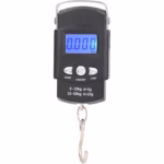 Cantar Digital de Mana cu Carlig, Flippy, Cantar Portabil, Pescuit, cu Maner, Capacitate 50 kg, cu Metru Incorporat, 20.5 x 6 x 2.5 cm, Negru