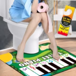 Covoras de Baie, Flippy, Model Pian Electric, Interactiv, 3 Moduri, +14 Ani, din Panza, cu Baterii, 60 x 48 cm, Verde - imagine 3