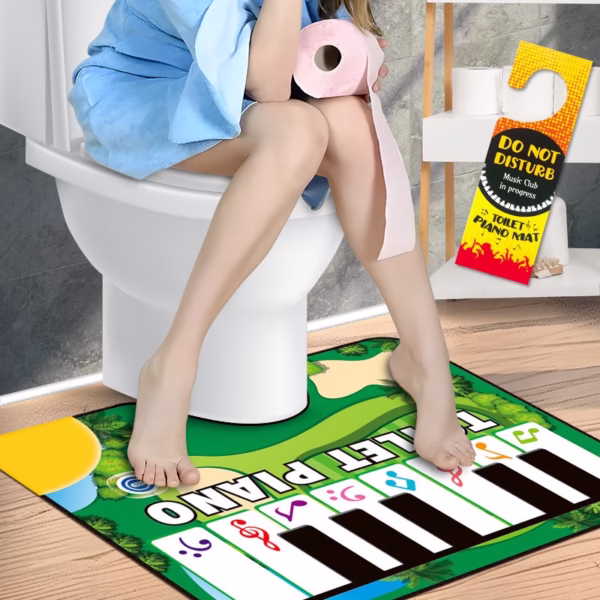 Covoras de Baie, Flippy, Model Pian Electric, Interactiv, 3 Moduri, +14 Ani, din Panza, cu Baterii, 60 x 48 cm, Verde - imagine 3