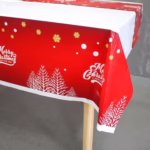Fata de masa dreptunghiulara Flippy, PVC, 2.5 mm grosime, imprimeu Merry Christmas, potrivit pentru Craciun, utilizare multipla, 180 x 108 cm, alb - imagine 5