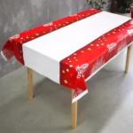 Fata de masa dreptunghiulara Flippy, PVC, 2.5 mm grosime, imprimeu Merry Christmas, potrivit pentru Craciun, utilizare multipla, 180 x 108 cm, alb - imagine 7