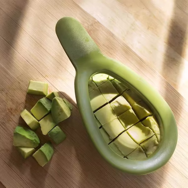 Feliator de Avocado, Flippy, pentru Taierea in Cubulete, Multifunctional, pentru Bucatarie, Otel Inoxidabil, ABS, 16x8x5 cm, Verde - imagine 6